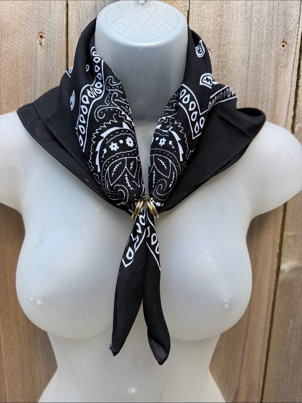 Classic Black Paisley Cotton Square Bandana | Western Neck Scarf